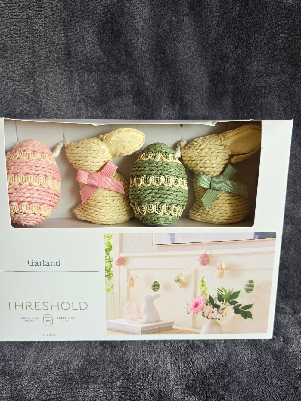 New Threshold Target 2026 Easter Woven Bunny and Egg Garland 72 in long